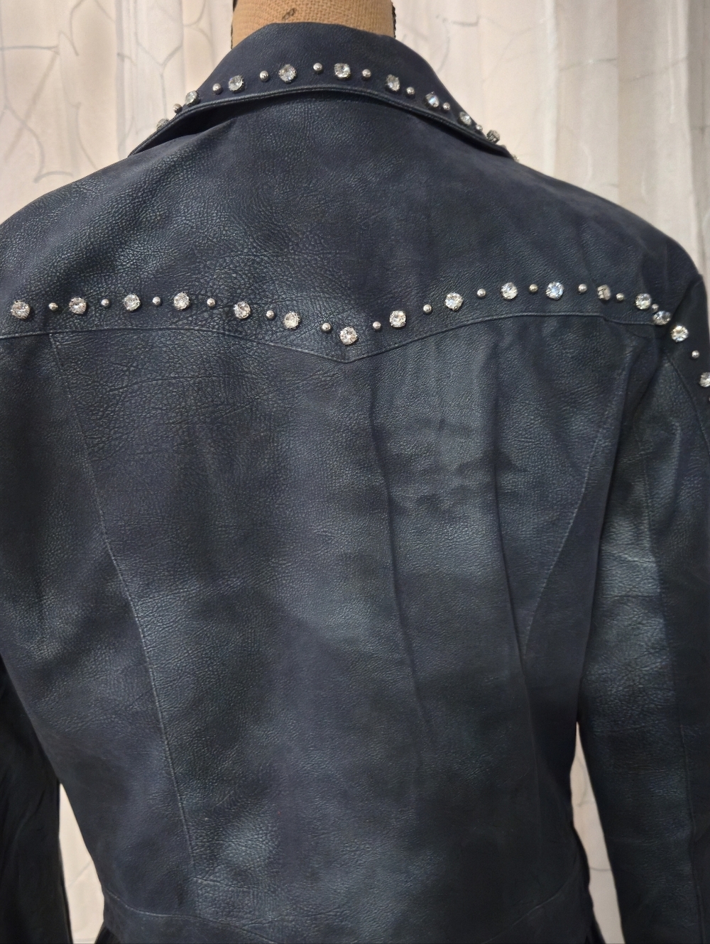 Stud-Trim Faux Leather Moto Jacket in Black - Picture 5 of 7